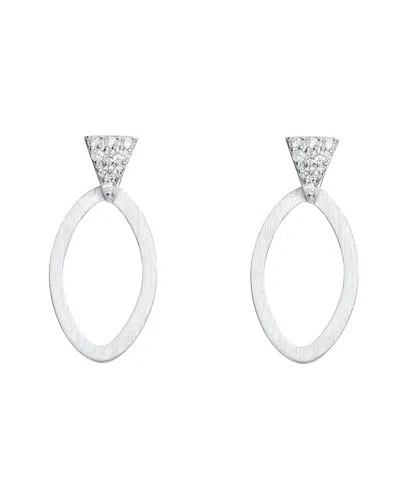 Genevive Silver Cz Drop Earrings In White