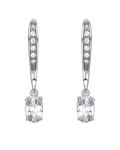 Genevive Silver Cz Drop Earrings In White