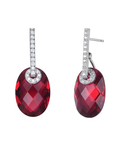Genevive Silver Cz Drop Earrings In Multi