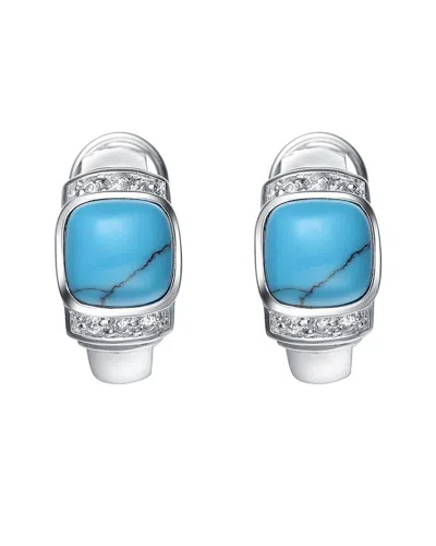 Genevive Silver Cz Drop Earrings In Blue