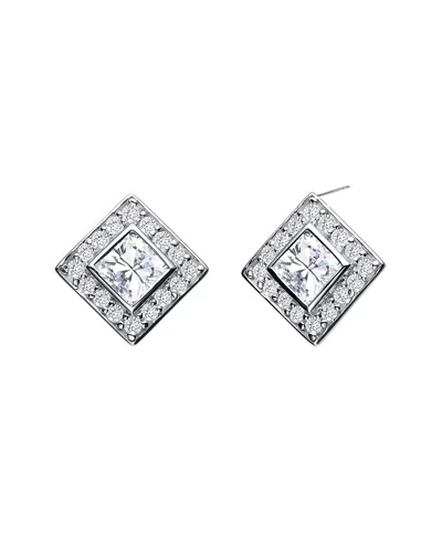 Genevive Silver Cz Drop Earrings In White