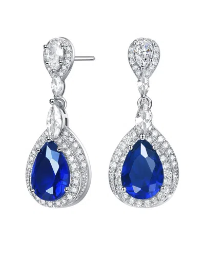 Genevive Silver Cz Drop Earrings In Metallic