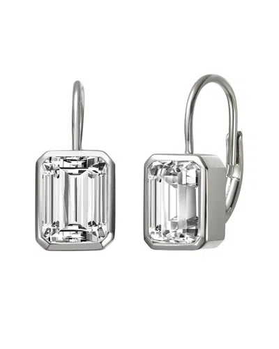 Genevive Silver Cz Drop Earrings In Transparent