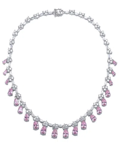 GENEVIVE GENEVIVE SILVER CZ DROP NECKLACE