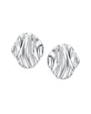 Genevive Sterling Silver White Gold Plated Rippled Surface