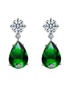 Genevive Silver Cz Earrings In Green