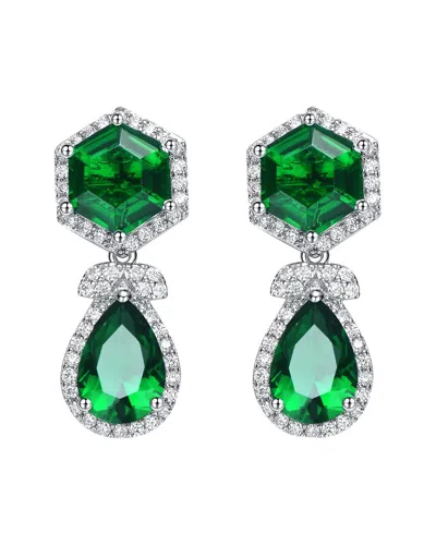 Genevive Silver Cz Earrings In Green