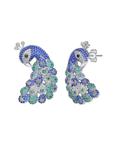 Genevive Silver Cz Earrings In Blue