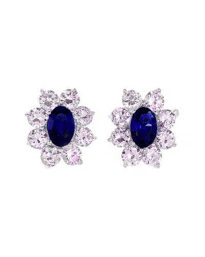 Genevive Silver Cz Earrings In Blue