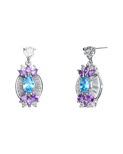 Genevive Silver Cz Earrings In Multi
