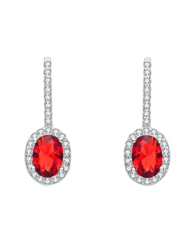 Genevive Silver Cz Earrings In Red
