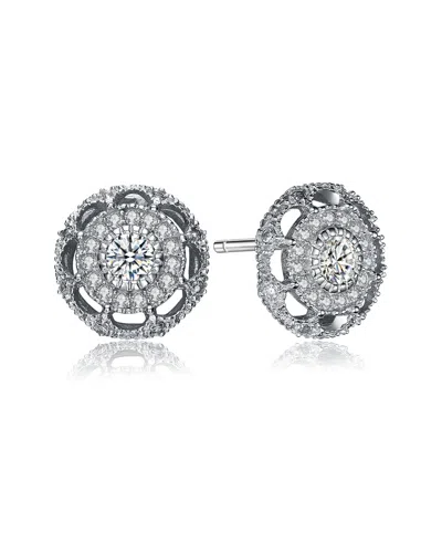 Genevive Silver Cz Filigree Flower Studs