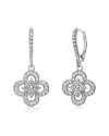 Genevive Silver Cz Flower Dangle Earrings