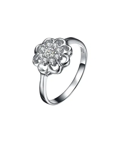 Genevive Silver Cz Flower Ring In Metallic