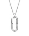 Genevive Silver Cz Geometric Pendant Necklace