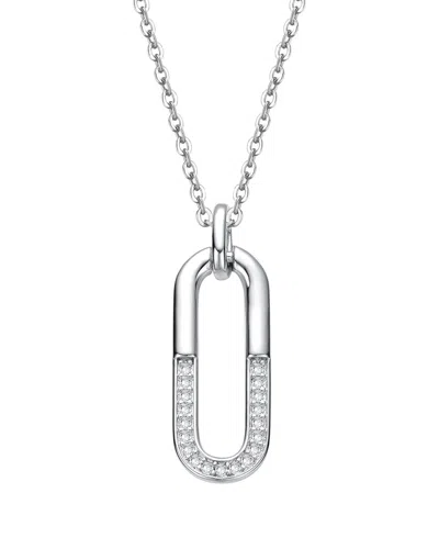 Genevive Silver Cz Geometric Pendant Necklace