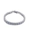 Genevive Silver Cz Geometric Stud Bracelet In Silver