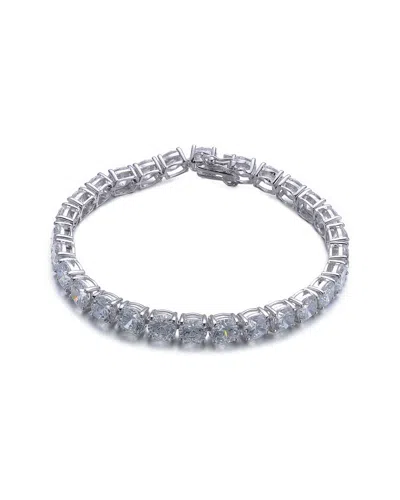 GENEVIVE GENEVIVE SILVER CZ GEOMETRIC STUD BRACELET
