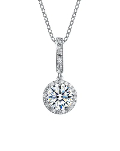 Genevive Silver Cz Halo Necklace