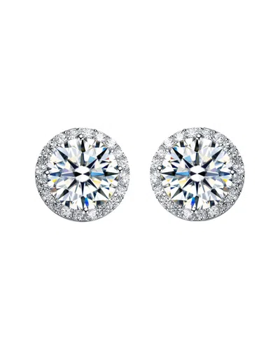 GENEVIVE GENEVIVE SILVER CZ HALO STUDS