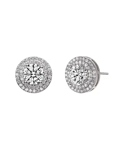 Genevive Silver Cz Halo Studs In Metallic