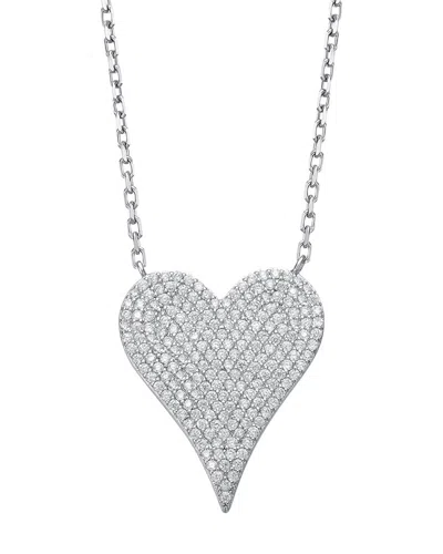 Genevive Silver Cz Heart Layering Necklace