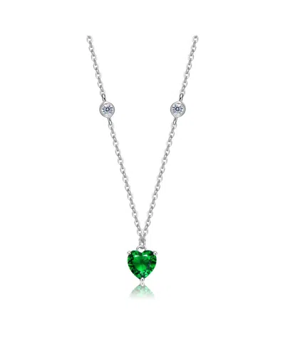 Genevive Silver Cz Heart Necklace