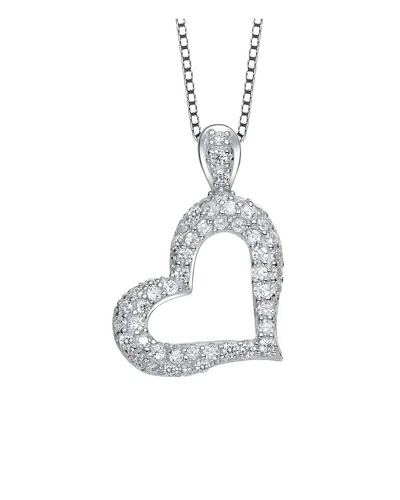 GENEVIVE GENEVIVE SILVER CZ HEART PENDANT