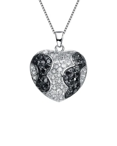 Genevive Silver Cz Heart Pendant In Multi