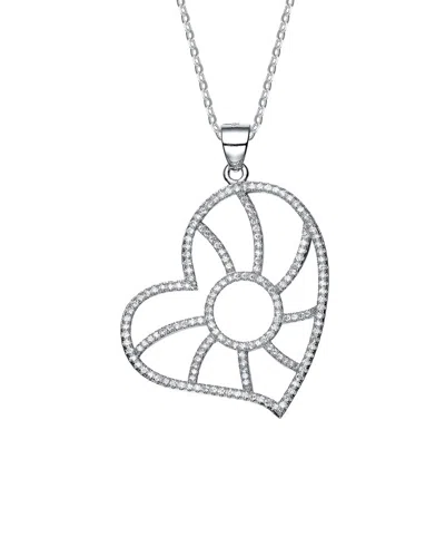 Genevive Silver Cz Heart Pendant In White