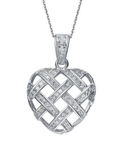 Genevive Silver Cz Heart Pendant In Metallic