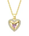 Genevive Silver Cz Heart Pendant In Gold