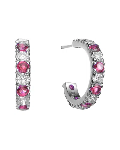 Genevive Silver Cz Hoop Earrings