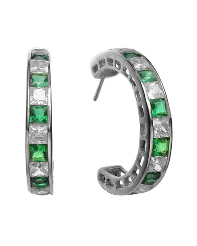 GENEVIVE GENEVIVE SILVER CZ HOOPS