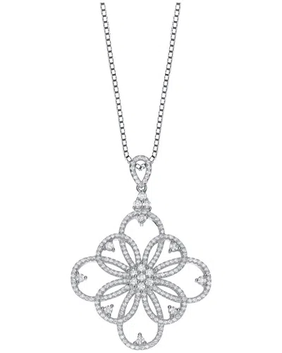 Genevive Silver Cz Lace Necklace