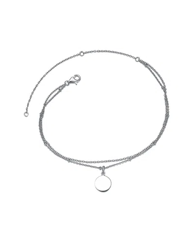 Genevive Silver Cz Medallion Charm Ankle Bracelet