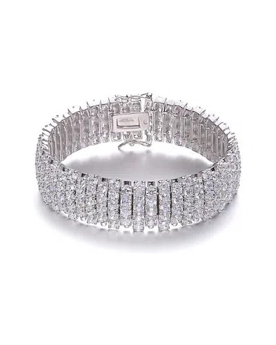 Genevive Silver Cz Multi-row Bracelet