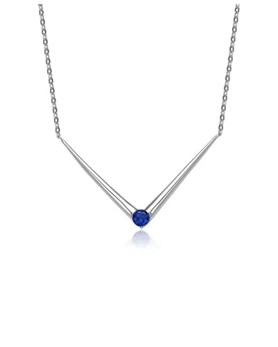 Genevive Silver Cz Necklace In Blue