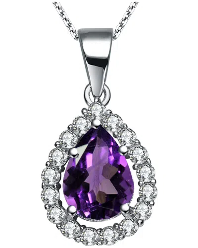Genevive Silver Cz Necklace In Metallic