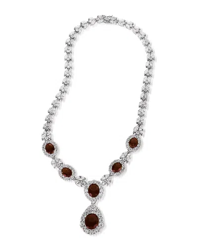 Genevive Silver Cz Necklace In Metallic