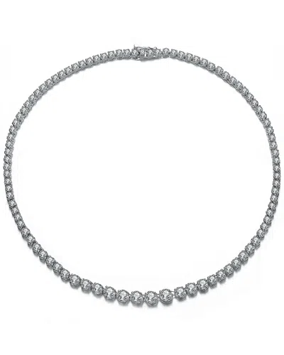 Genevive Silver Cz Necklace In Metallic
