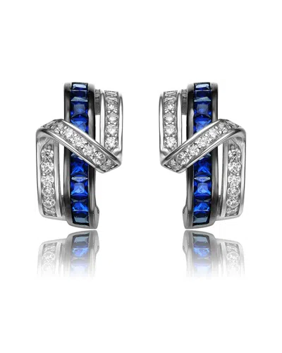 Genevive Silver Cz Omega Earrings