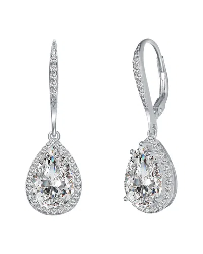 Genevive Silver Cz Pear Drop Earring