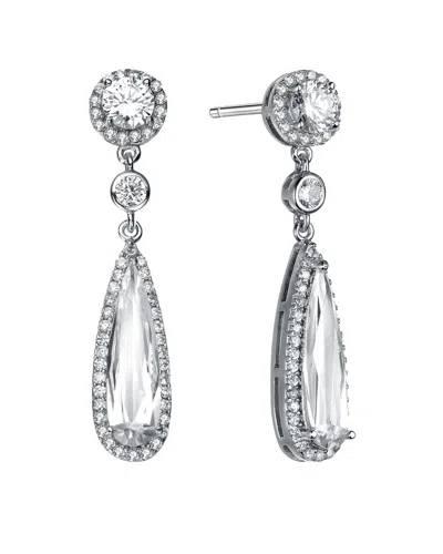 Genevive Silver Cz Pear Drop Earrings
