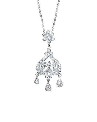 Genevive Silver Cz Pendant In Metallic