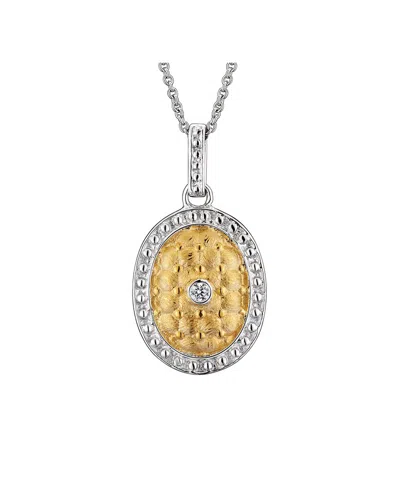 Genevive Silver Cz Pendant In Yellow