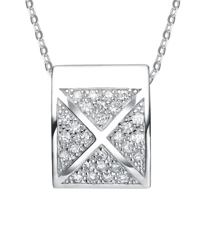 Genevive Silver Cz Pendant In Metallic