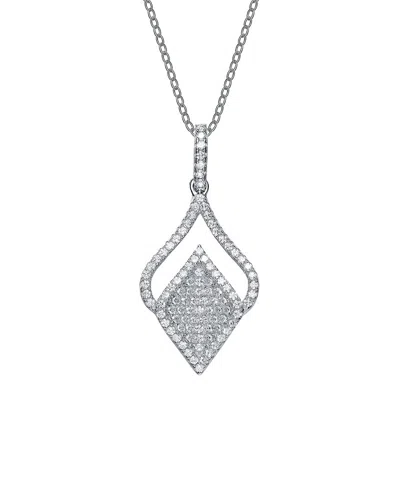 Genevive Silver Cz Pendant In Orange