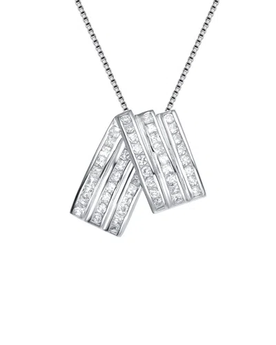 Genevive Silver Cz Pendant In Metallic