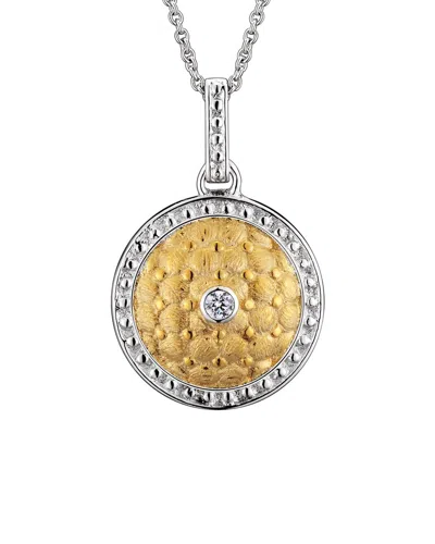 Genevive Silver Cz Pendant In Yellow